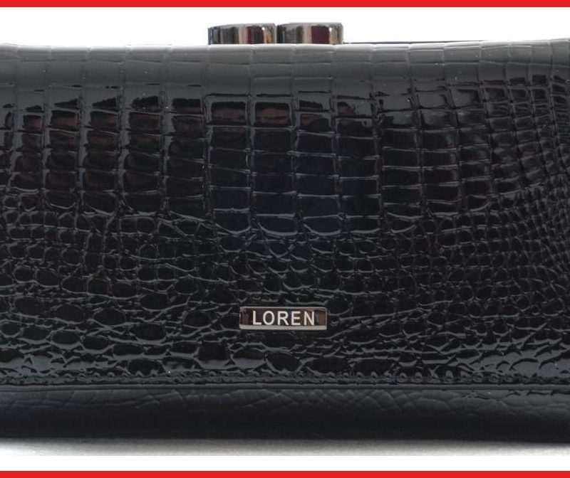Lorenti női bőr pénztárca kígyóbőr mintával, fekete olaszbortaskak.hu a