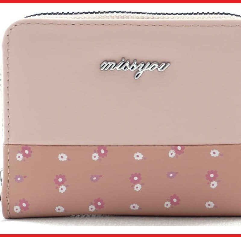 Női pénztárca, "missyou", virágokkal, műbőr, rózsaszín olaszbortaskak.hu a