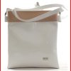 VIA55 dupla rekeszes női keresztpántos táska, rostbőr, fehér-rózsaszín olaszbortaskak.hu a