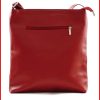 VIA55 elegáns női keresztpántos táska alul 2 sávval, rostbőr, piros olaszbortaskak-hu c