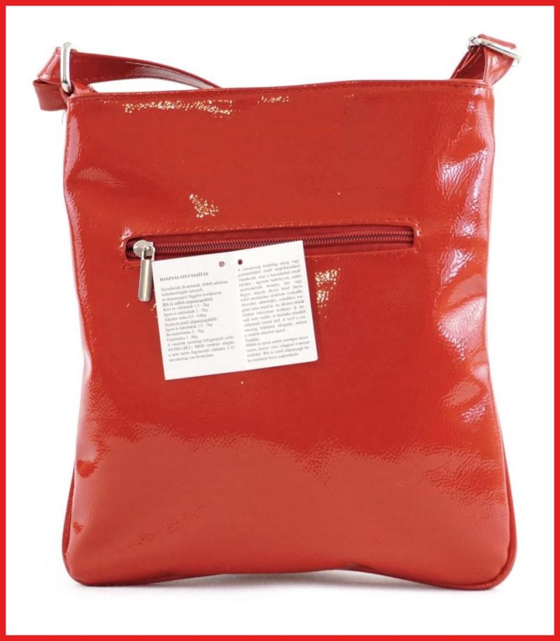 VIA55 női keresztpántos táska 3 sávval, rostbőr, piros olaszbortaskak-hu c