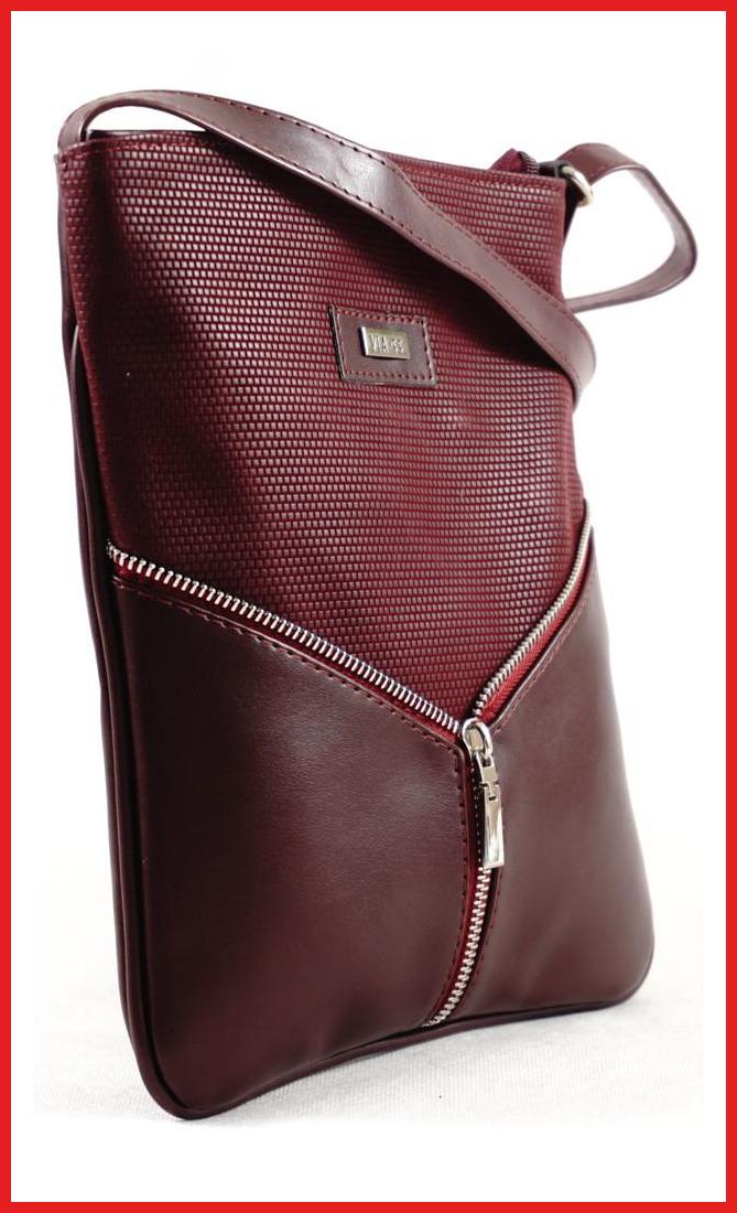 VIA55 női keresztpántos táska díszcipzárral, rostbőr, burgundivörös olaszbortaskak-hu b