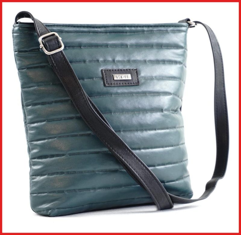 VIA55 női keresztpántos táska, PU, zöld olaszbortaskak-hu b