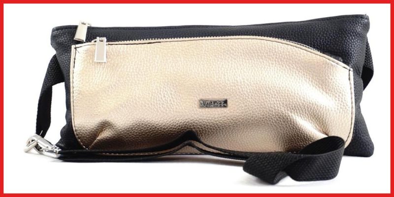 VIA55 női keresztpántos táska széles fazonban, rostbőr, arany olaszbortaskak.hu a