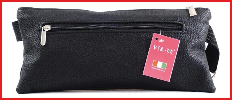 VIA55 női keresztpántos táska széles fazonban, rostbőr, arany olaszbortaskak-hu c