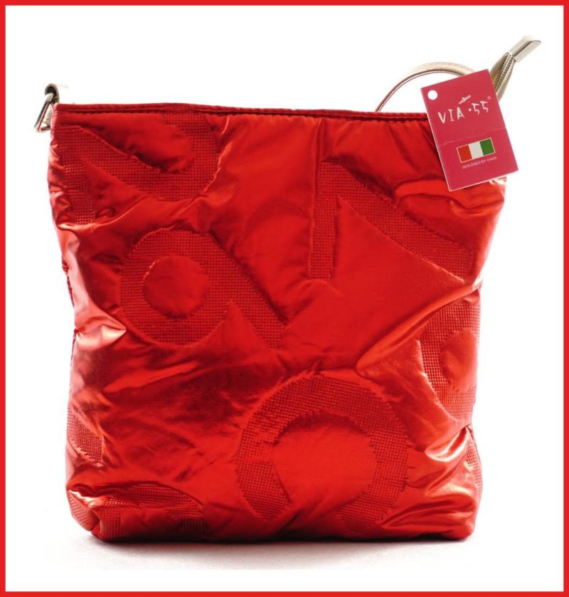 VIA55 női keresztpántos táska vízhatlan anyagból, piros olaszbortaskak-hu c