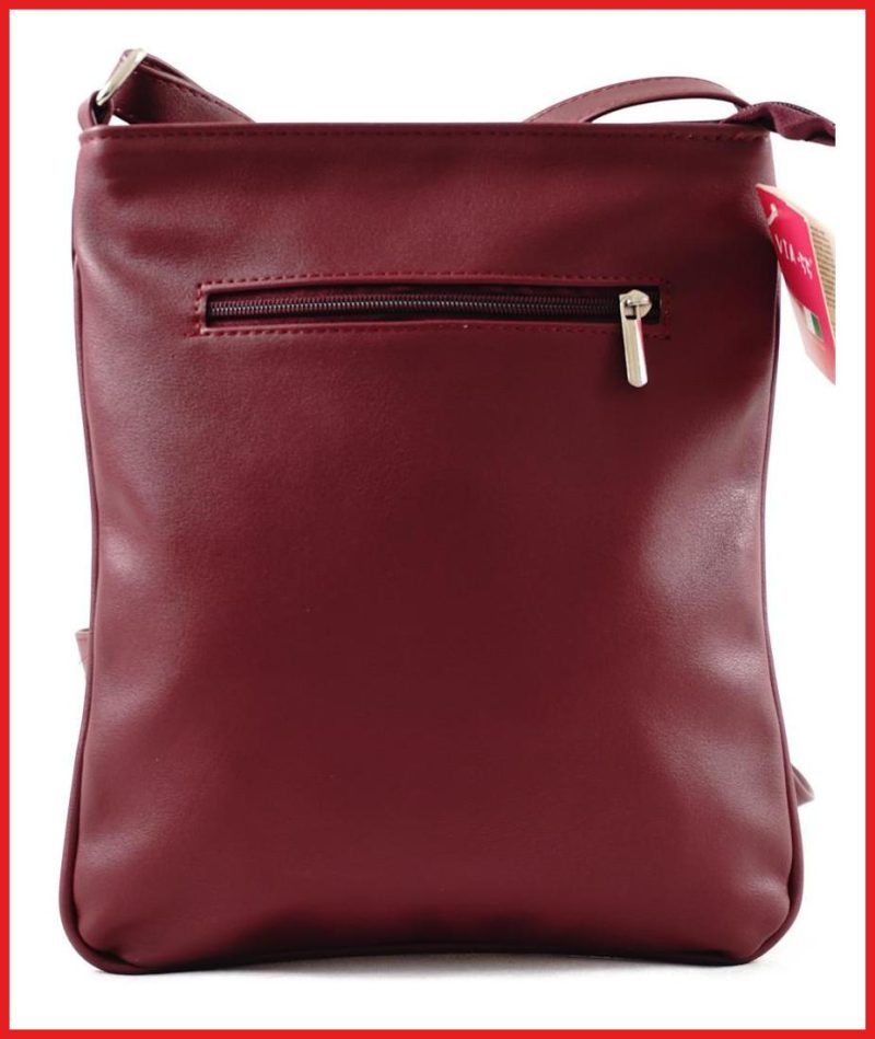 VIA55 sávos női keresztpántos táska, rostbőr, burgundivörös olaszbortaskak-hu c