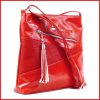 VIA55 női keresztpántos táska ferde varrással, rostbőr, piros olaszbortaskak-hu b