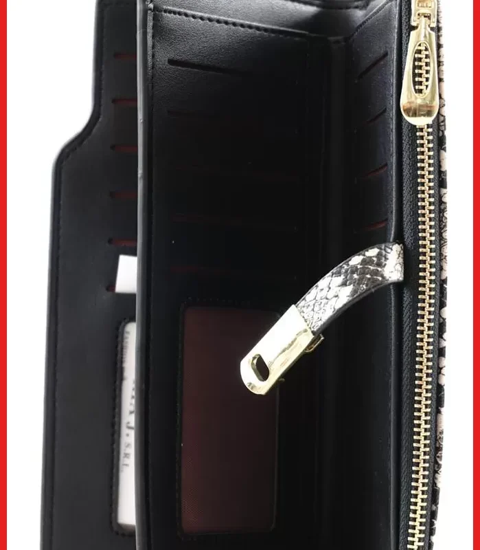 Kígyómintás női pénztárca, műbőr, fekete olaszbortaskak-hu 3