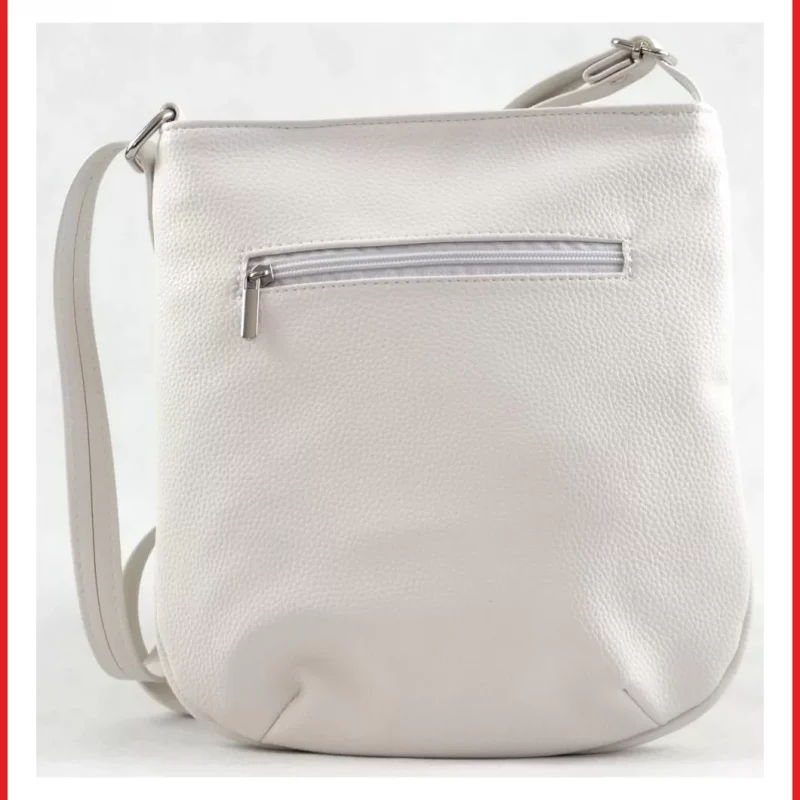 VIA55 női keresztpántos táska elöl kék sávval, rostbőr, fehér olaszbortaskak-hu 3