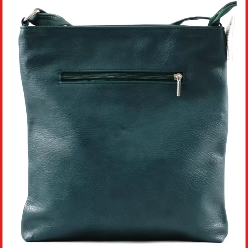 VIA55 női keresztpántos táska ferde zsebbel, rostbőr, zöld olaszbortaskak-hu 3