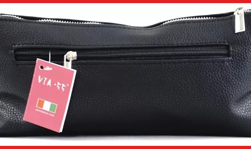 VIA55 női keresztpántos táska széles fazonban, rostbőr, vörös olaszbortaskak-hu 3