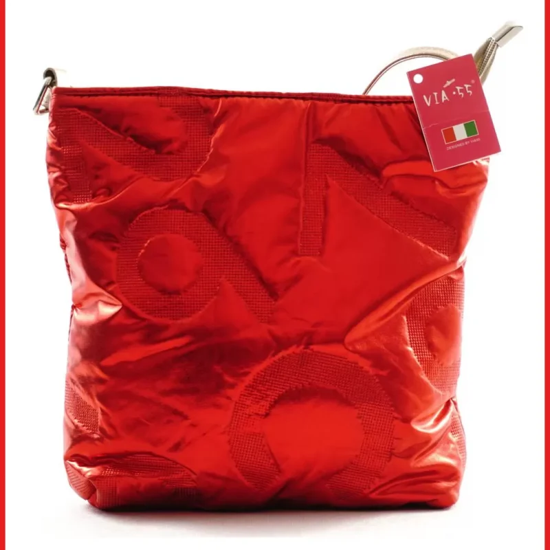 VIA55 női keresztpántos táska vízhatlan anyagból, piros olaszbortaskak-hu 3